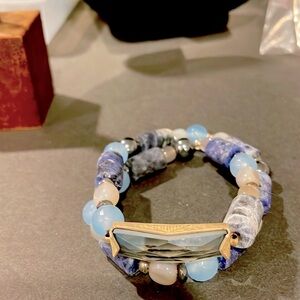 Vintage Silpada bracelet folds in half for a double view of stones.